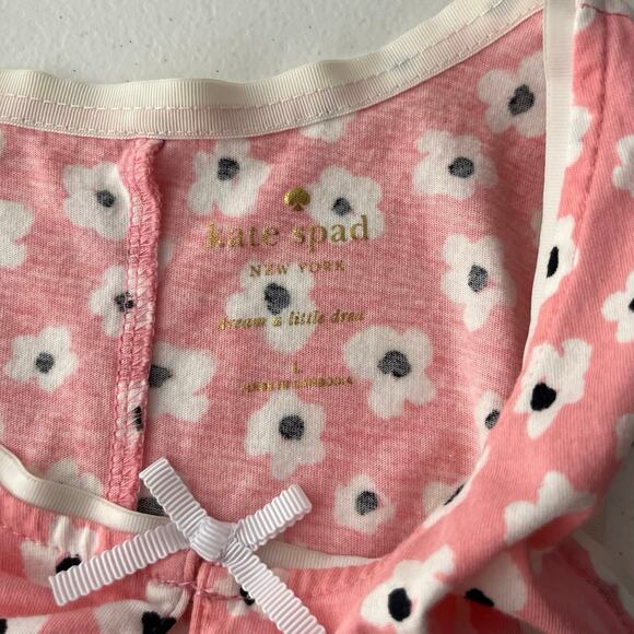 Kate Spade Floral Print Chemise Nightgown Sleep Dress Cotton Modal Pink Large - Picture 8 of 10